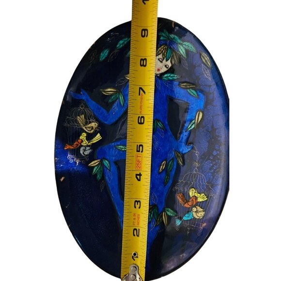 STEINBÖCK ENAMELED PLATE Dancing Woman Made in Austria w/ Stand 9.5x7 Read - Picture 4 of 10